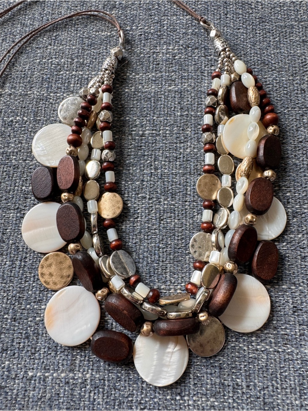 J. Jill Brown, Ivory & Gold Multi-Strand Bead Necklace